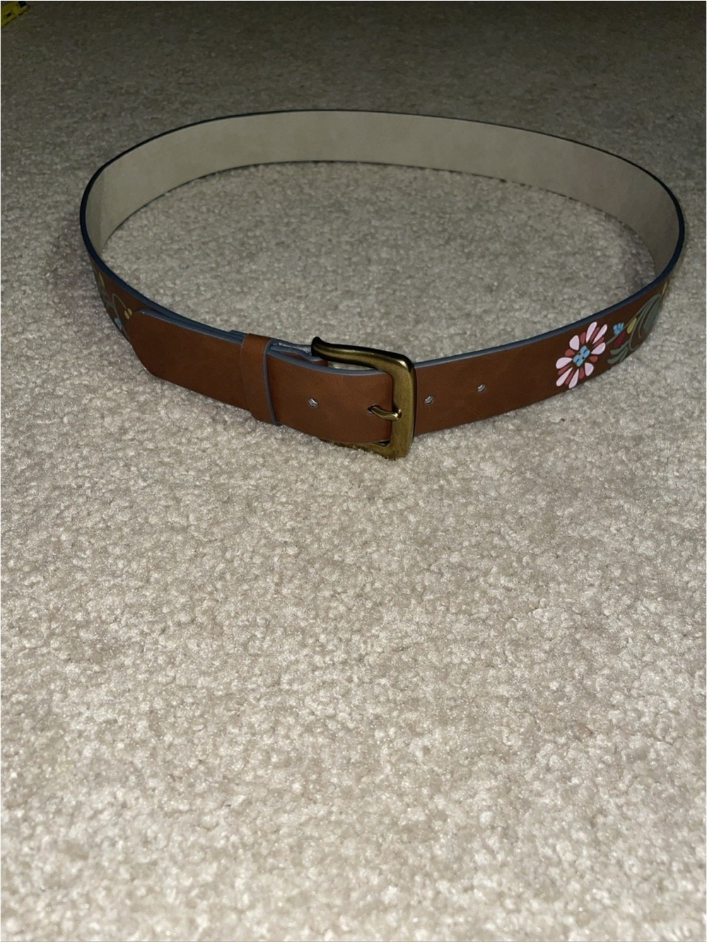 Classic Brown Leather Belt with Light Suede Backing
